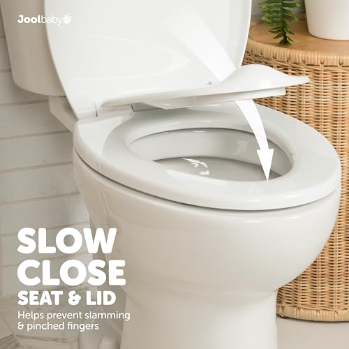 Image of Jool Baby Quick Flip Toilet Seat with Built-in Potty & Splash Guard for Toddler Training, Slow Close (Round)