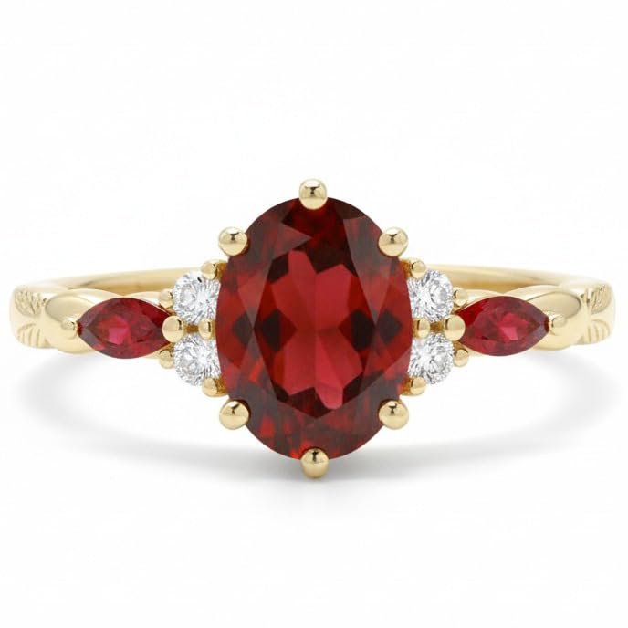 10k 14k 18k Gold Ruby Diamond Engagement Rings for Women Vintage ring Unique Nature Inspired Leaf Ring Red stone Gifts