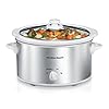 Hamilton beach 4 quart slow cooker with 3 cooking settings dishwasher safe stoneware crock glass lid stainless steel 33140g  urban country home decor