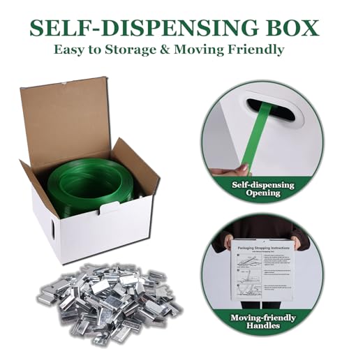 packaging strapping pallet strapping banding strapping coil 5834 x 1500 ft x 003534 pet polyester strapping and 100 buckles - heavy-duty certified 1200 lbs break plastic strap