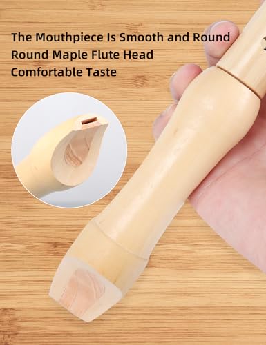 Image of Mr.Power Maple Wooden Soprano Recorder, C Key German Style Fingering 8 Holes 2 Piece School-Approved Musical Instrument Pupil Student Educational (Wood Color)