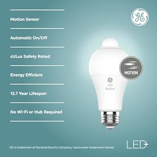 GE LED+ Motion Sensor LED Light Bulbs, 12W, Outdoor Security Lights, A21, Warm White (2 Pack)