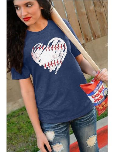 Baseball Shirts Women Baseball Mom Tshirt Baseball Heart Graphic Tee Game Day Gifts Funny Short Sleeve Tops3