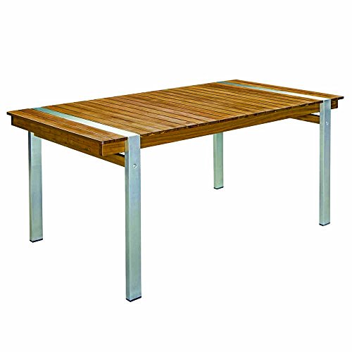 Lola Home Table de Jardin de Salle à Manger en Acier Inoxydable Marron de 220 x 100 x 74 cm