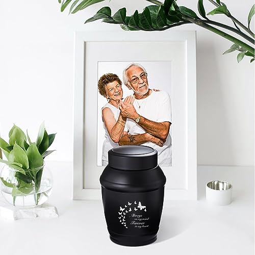 Image of Black Butterfly Medium Cremation Urn for Human Ashes Female /Male | Decorative Burial Urns for Women & Men,Metal Urns for Ashes