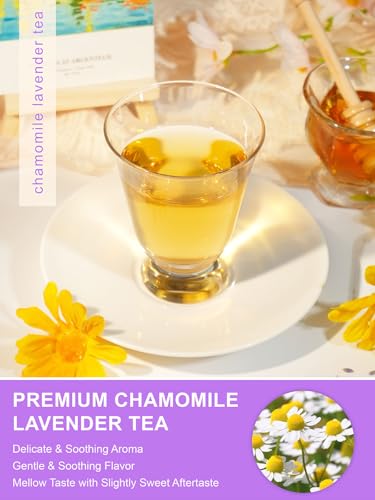 Image of TeeLux Chamomile Lavender Tea Bags, Chamomile & Lavender & Lemon Balm Herbal Tea, Caffeine Free, Soothing & Delightful Aroma, 100 Count