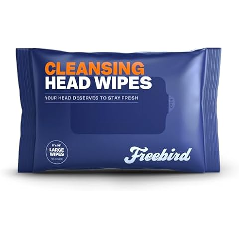 Freebird Head & Body Wipes for Men - 10ct Large, Rinse-Free Adults Bathing Cloths, Flushable, pH-balanced, Showerless, Perfect for Gym, Camping, Anti-Shine with Natural Aloe, Eucalyptus, Witch Hazel Cover