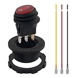 Car Rocker Switch 12V & 24V,Round Toggle Switch 12V with LED Light Design & 3 Pins SPST ON Off Switches,Water-Resistant Car Accessories Power Switches Fit 20mm Holes (Red)