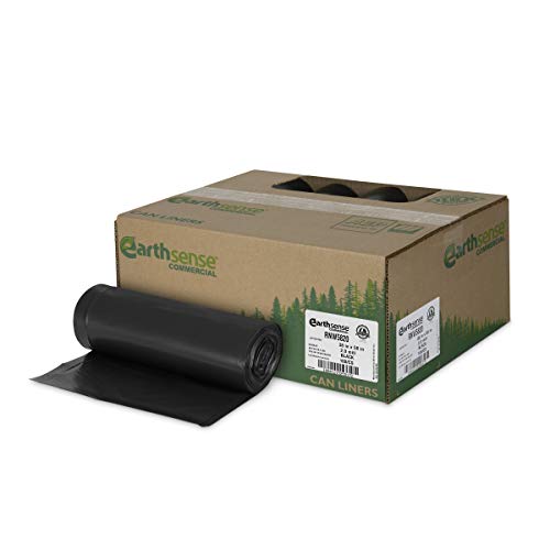 Earthsense Commercial RNW5820 Can Liner, 55-60 gal, 2.0 mil, 38" x 58", Black (Pack of 100)