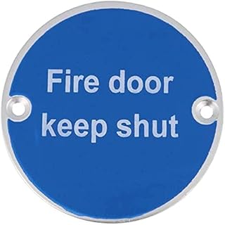 frisco Sales Fire Door Keep Shut Sign, Aluminium, 76 mm, Safety Sign with fixings, Silver