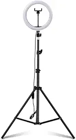 Suporte para Ring Light com Tripé Ajustável – LED 10 Polegadas com Suporte para Celular – Iluminação Profissional para Fotos, Vídeos, Lives e Maquiagem