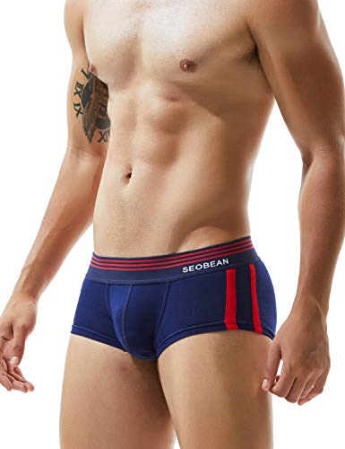 SEOBEAN Herren Low-Rise Sexy Boxer Brief Slip Trunks Unterwäsche Underwear (M(71-76cm), 80207 Marine)