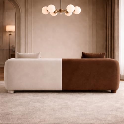 Image of Luxury Velvet Contemporary Sectional Sofa Set with Chaise Lounge & Cushions - Perfect for Living Room, Guest Room & Office (1, Beige&Coffee)
