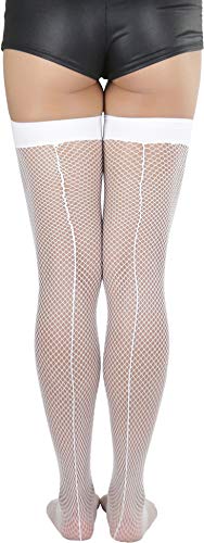 Image of ToBeInStyle Womens Beautiful Backseam Fishnet Thigh High Stockings