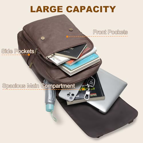 Mochila de cuero para laptop 15.6'' impermeable unisex miniatura 6