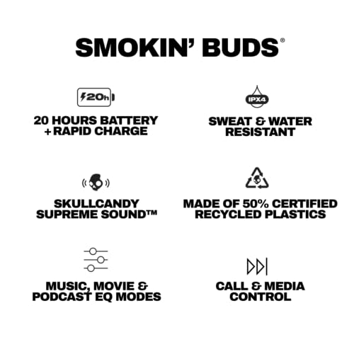 Skullcandy Smokin’ Buds Wireless Noise Isolating Earbuds - True Black - image 7