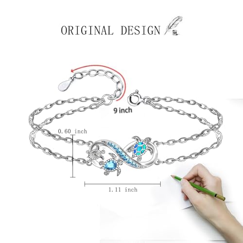 Image of Fenthring Sea Turtle Anklet Bracelets for Women Sterling Silver Ankle