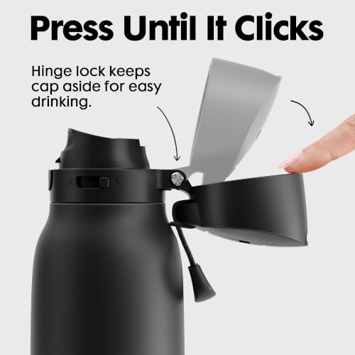Image of Meoky 24 oz Slim Insulated Water Bottle: Leak Proof Locking Lid, 2-in-1 Straw and Spout, 24 Hours Cold, Top Handle, BPA Free, Stainless Steel Water Bottle for Men Sports Travel Gym, Night