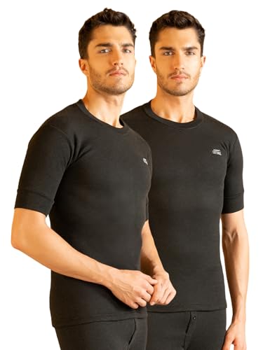 Image of Lux Cottswool Men's Pack of 2 Half Sleeves Round Neck Thermal Set