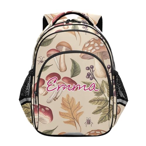 Sac à dos personnalisé école primaire Champignons Beige pour la rentrée des classes