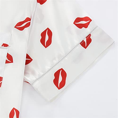 Teens Girls Cute Silk 𝐏ajamas Sets for Kids Short Sleeve Shirt Pants 𝐍ightgown 2 Piece Button Down Cute Sl𝐞epwear Outfits3