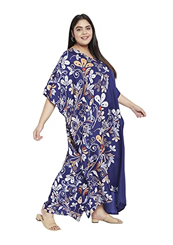 Image of Oussum Women Long Maxi Plus Size Polyester Kaftan Gown, Womens Kaftan Dresses Lounge Resort Wear, Plus Size Kaftan
