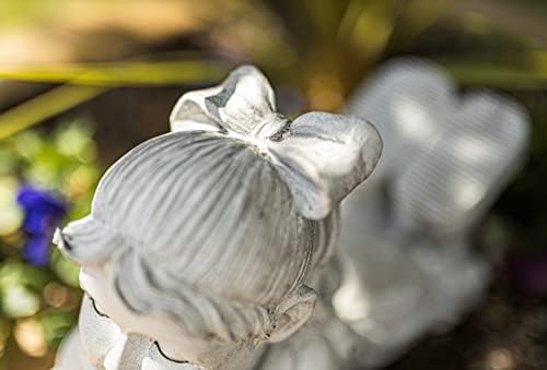 HomeZone Boy and Girl Laying and Reading Garden Ornaments Outdoor - Fully Waterproof Large Stone Effect Ornaments, Hand Crafted Lawn Statue and Sculpture Home and Garden Antique Decor