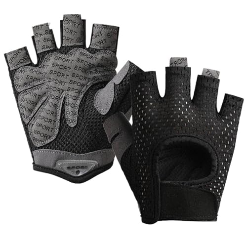 DASJKDI Guantes de Verano Fitness Transpirable protección Solar Ciclismo Medio Dedo Gimnasio Antideslizante Hombres Mujeres Senderismo Levantamiento Pesas para Levantamiento de Pesas(Black,XL)