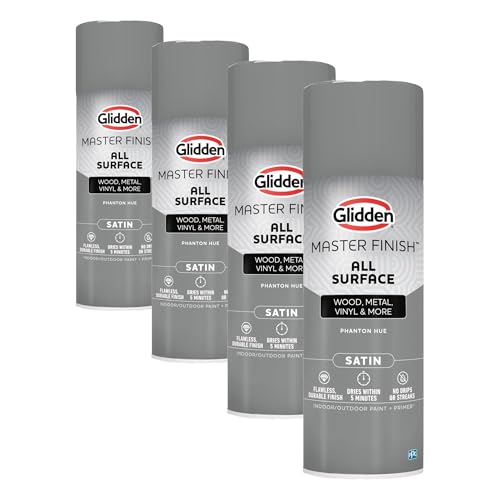 Image of Glidden Master Finish 12 oz. Satin Phantom Hue Interior /Exterior All Surface Spray Paint and Primer (Pack of 4)