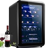 24 Bottle Retro Wine Cooler - Quiet Counter Top Wine Chiller, Freestanding Wine Refrigerator with Digital Display (24 Bottles-Black)