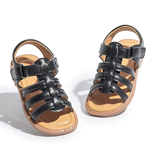 Image of Toddler Girls Sandals Slip-On Open Toe Sandals Little Kid Non-Slip Soft Rubber Sole Princess Flat Shoes