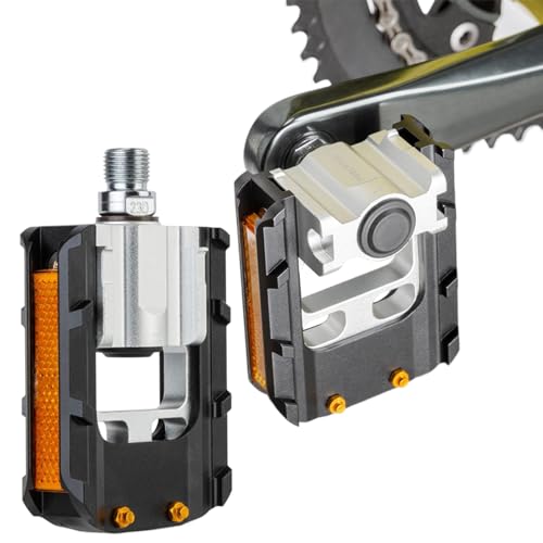 Sghtil Pedales plegables para bicicleta | Juego de 2 pedales plegables para bicicleta eléctrica, con tiras reflectantes, liberación rápida, piezas de ciclismo para mantenimiento mejorado