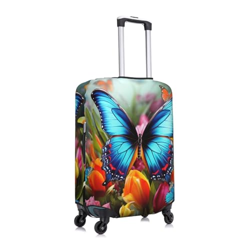 Travel Luggage Cover Fashion Suitcase Protector Colourful Butterfly and Floral Spandex Baggage Covers Washable Suitcase Covers Anti-Scratch Luggage Cover Protectors Fits 18-32 Inch Suitcases Medium2