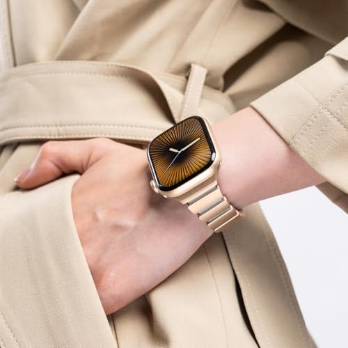 Image of Magnetic Slim Metal Band Compatible with Apple Watch Bands for Women Series 11 10 46mm 45mm 44mm 42mm SE 9 8 7 6 5 4 38mm 40mm 41mm 3 /2 /1,Luxury Stainless Steel Strap Silicone Link For iwatch