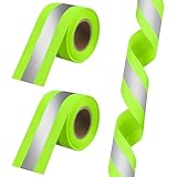 2' x 52ft Sew On Reflective Tapes for Clothing, High Visibility Reflective Tape Strip, 2 cm Width Silver Warning Fluorescent Ribbon, Thin Safety Fabric Webbing Trim Strip for Bags, Raincoats, Green