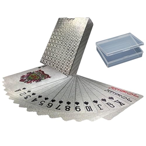 GNAUMORE Juego de Naipes,Naipes chapados en Plata,Poker Cartas,Juego de Naipes,Póker Naipes Impermeable Juego de Mesa de Naipes de plástico Resistente a Las lágrimas Oro