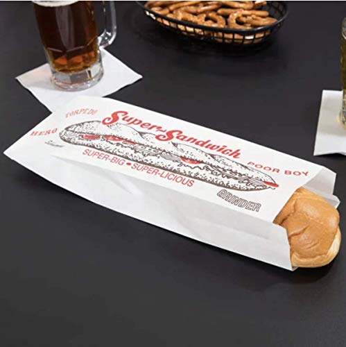 14” Sub Sandwich Bags (50) - Durable, Wide Gusset, with Nostalgic Neighborhood Deli Look. Great for Sub Shops, Pizza Joints, Food Trucks, Concession Stands, Restaurants, Cafes, and School Lunches. - Thumbnail 4