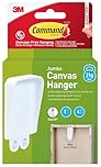 Command Jumbo Canvas Hanger Hook, Pack of 1 Hook and 4 Adhesive Strips, White - Damage Free Hanging for Canvas Framed Pictures, Prints and Art - Holds up to 2 kg
