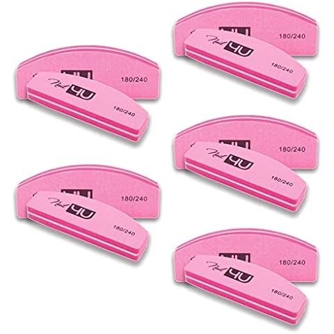 10Pcs Nail Buffers Half Moon Shape Double Sided 180/240 grit Sanding Blocks Sponge Nail Buffer Tools for Natural Nails Artificial Nails Acrylic Gel Tips Cover