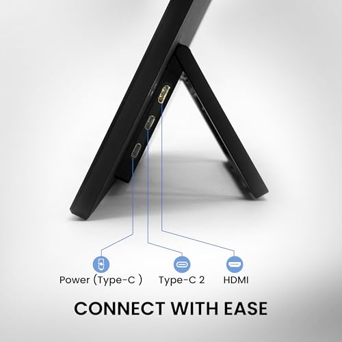 Image of FRONTECH 15.6″ Portable LED Monitor, Full HD IPS Display, 10000mAh Rechargeable Battery, Dual Type-C & Mini HDMI, Built-in Speakers, 180 Stand, Works with Laptop /PS5 /Switch /Phone (MON-0023P)