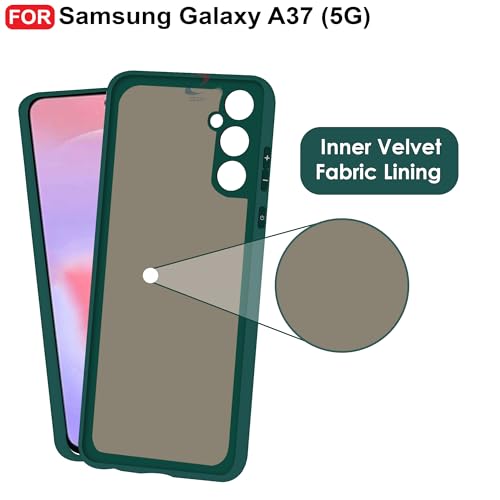 Image of CEDO Back Cover for Samsung Galaxy A37 (5G) | Camera Bump Protection & Inner Velvet Fabric Lining | Ultra Slim Matte Soft Rubberised Case Cover (Green)