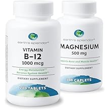 Earths Splendor Energy + Muscle Support Energy Supplements Vitamin B12 & Magensium, Gluten & Wheat Free, No Artificial Flavors & Preservative Helps Metabolism, Bone & Muscle Health