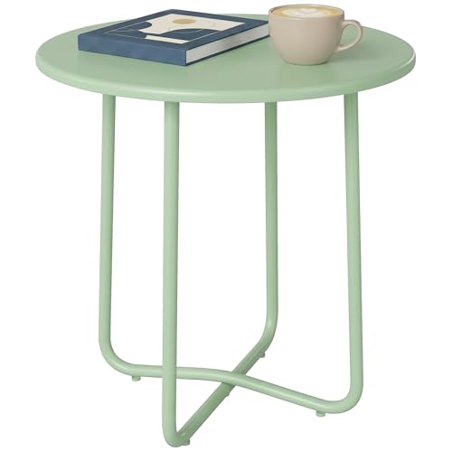Outsunny Table Basse Extérieure avec Bord Enroulé, Table de Jardin Ronde Base en X avec Pieds Réglables en Hauteur, pour Intérieur Salon Terrasse Balcon,...