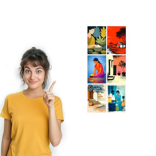 Image of SiddArtify Bohemian Wall Art Prints Set - Vintage People Poster Decor for Living Room Bedroom Office - Set of 2-4x6 Inch - Board (Pack of 6) - Sticker (Pack of 6)