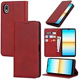 対応 Xperia ace iii ケース 手帳型 スマホケース エクスペリア エース iii sog08 so-53c xperia ace3 カバー 手帳型 カードスロット、キックスタンド レザー(レッド)