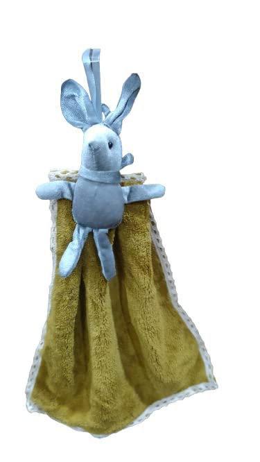 NEERAK Hand Towels, Cute Cartoon (Rabbit) Kitchen Hanging, with Loops, Bathroom, Quick Dry Hand Bath Towel, Soft Absorbent Microfiber Multicolor (Pack of 3) 3