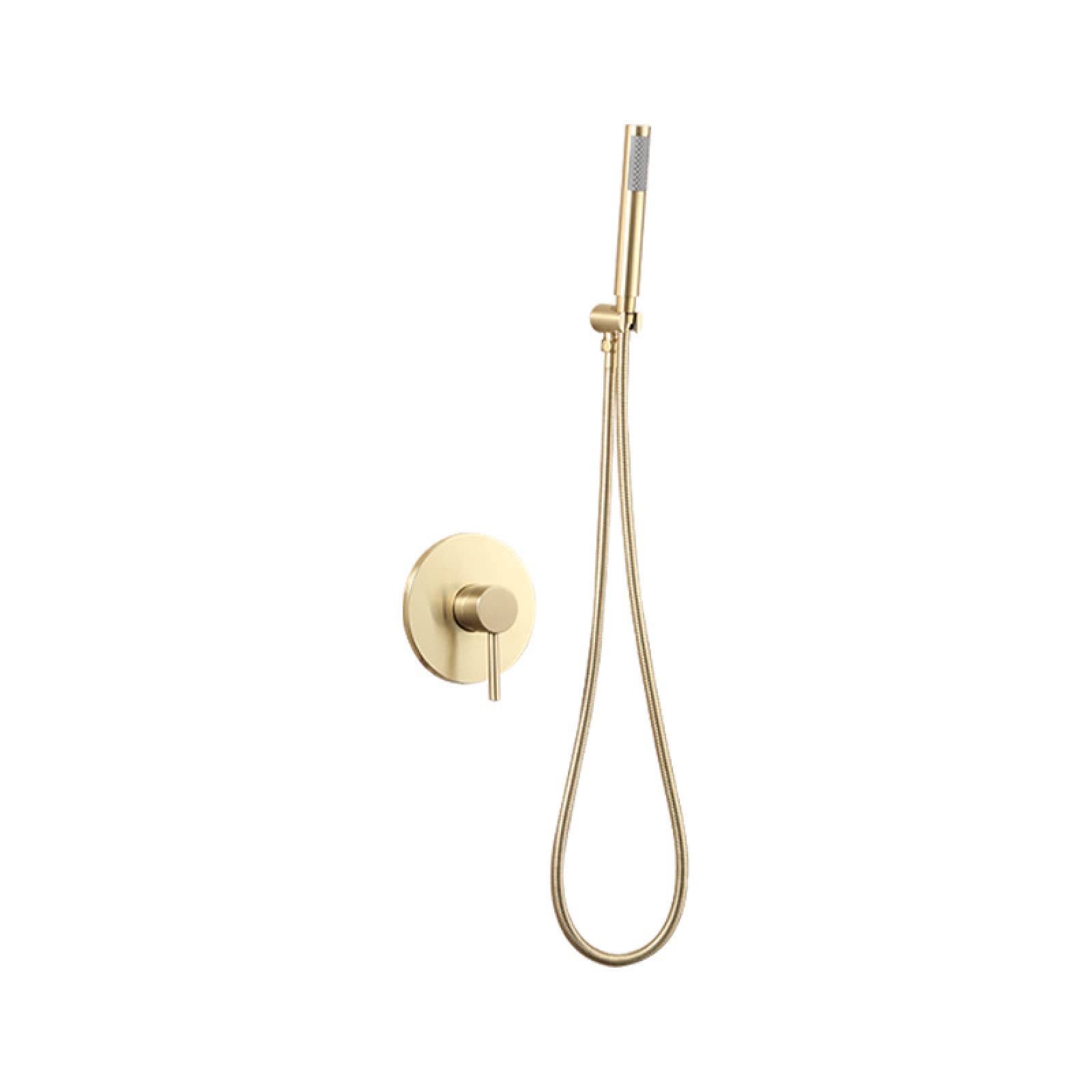 ASerZenith Bathroom in-Wall Shower Full Bathroom Built-in Shower Faucet Full Copper Concealed Shower Head, Brushed Gold