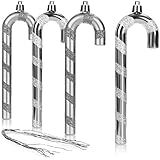 CONTENU DE LA LIVRAISON: 4x pendentifs de sapin de Noël // Dimensions: env.14 x 4,7 x 1,3 cm // Matière: plastique // Couleur: couleur argent, blanc // Motif: canne à sucre