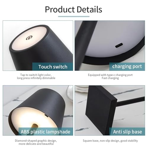 BGFIVKAD 1 lámpara de escritorio LED táctil de tres colores con carga USB regulable(White) - imagen 5