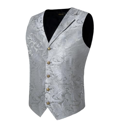 Men's Business Waistcoat Set with Silk Tie Cufflinks Pocket Square for Suit or Tuxedo4
